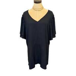 ANN TAYLOR Black Silky Top Shirt Blouse size XXL 2XL